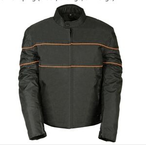 Nexgen Mens Thinsulate Motorcycle Jacket Zip Out Liner Vented WP Black Sz 2XL